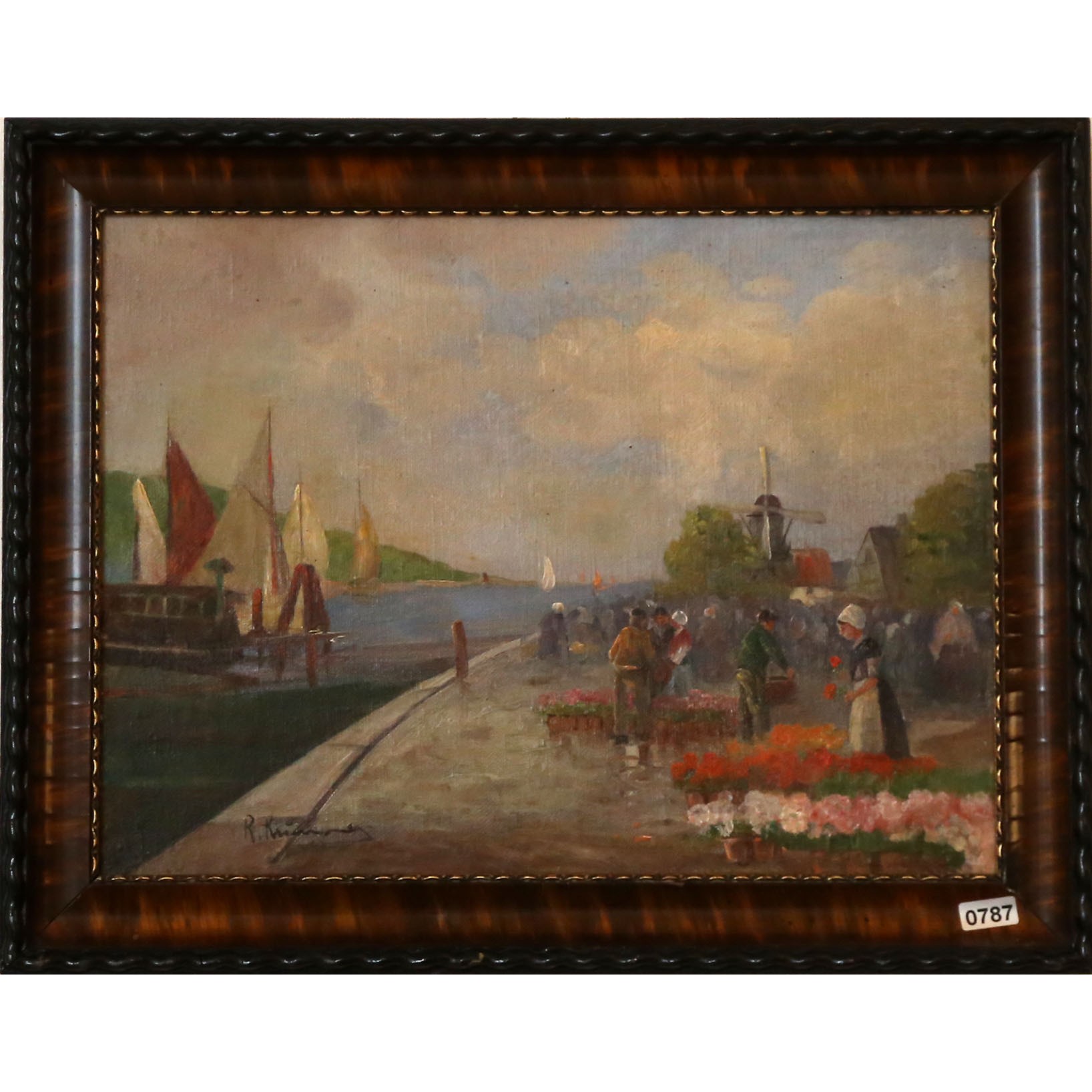 네덜란드 항구의 꽃 판매상